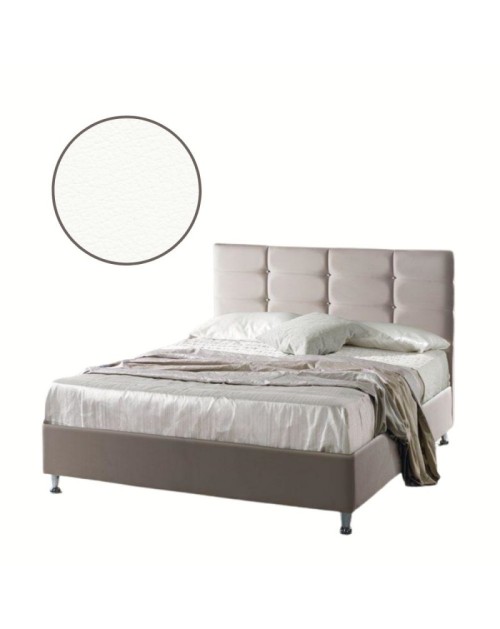 Letto una piazza e mezza contenitore ecopelle bianco Nova 122x206x120H