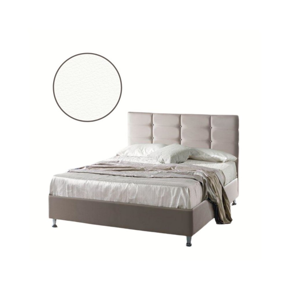 Letto una piazza e mezza contenitore ecopelle bianco Nova 122x206x120H