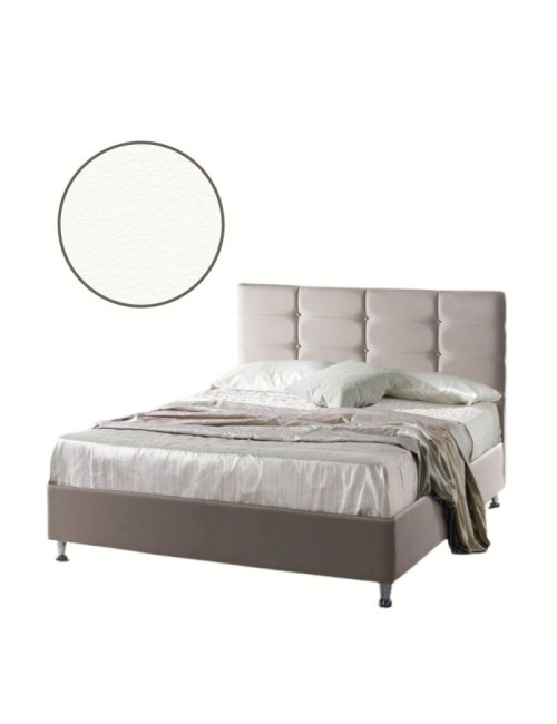 Letto una piazza e mezza contenitore ecopelle bianco Nova 122x206x120H