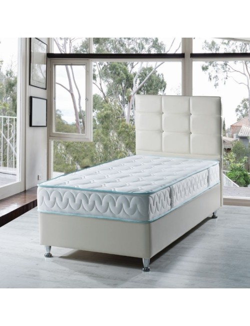 Letto singolo contenitore ecopelle bianco Nova 92x206x120H