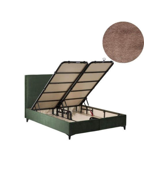 Letto matrimoniale contenitore in velluto tortora Frame – Eleganza e Funzionalità