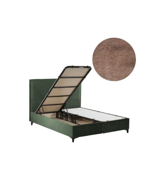 Letto matrimoniale contenitore in velluto tortora Frame – Eleganza e Funzionalità