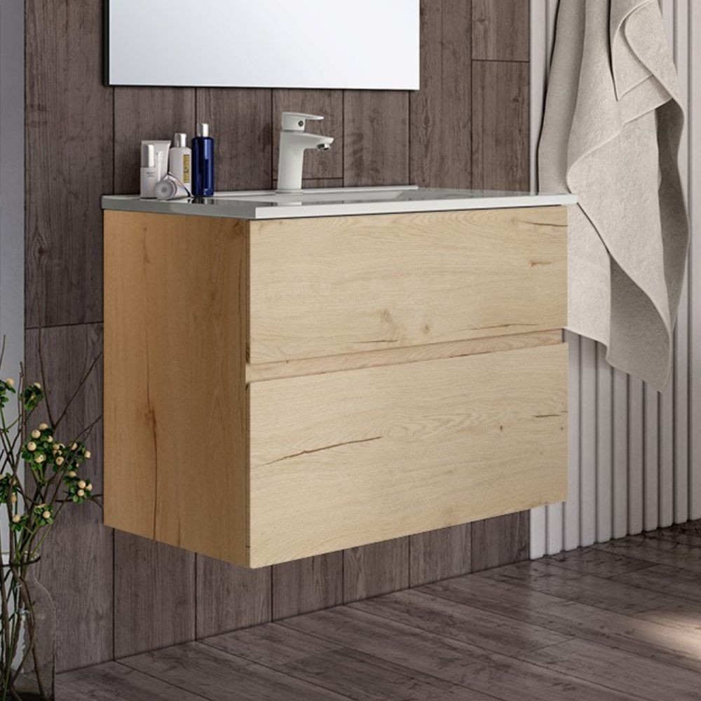 Mobile bagno sospeso rovere Londres 2 cassetti 70x45x59H