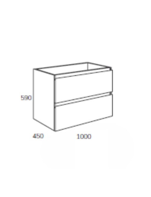 Mobile bagno sospeso bianco laccato Londres 2 cassetti 100x45x59H