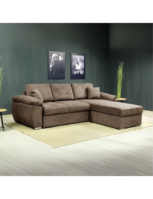 Divano Letto con penisola reversibile e contenitore Alberta colore cappuccino 260x182x89H