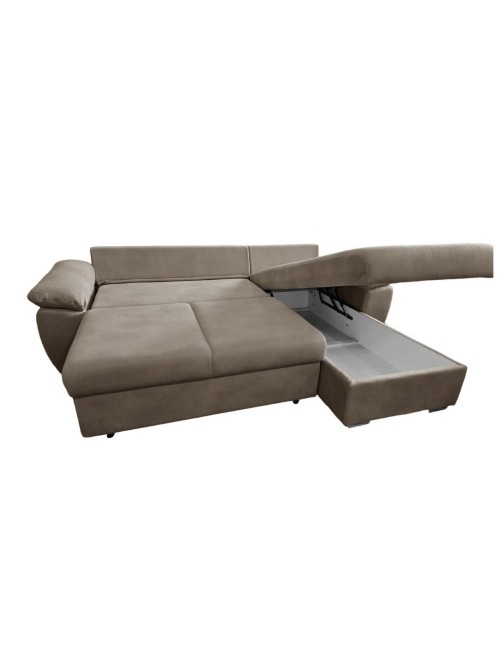 Divano Letto con penisola reversibile e contenitore Alberta colore cappuccino 260x182x89H