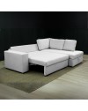 Divano letto angolare Bali con penisola contenitore in tessuto grigio chiaro 248x176x92H