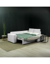 Divano letto angolare Bali con penisola contenitore in tessuto grigio chiaro 248x176x92H
