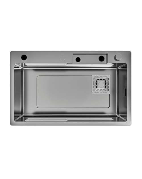 Lavello cucina da incasso una vasca 74x45x20H inox acciaio nero SA3541 con accessori