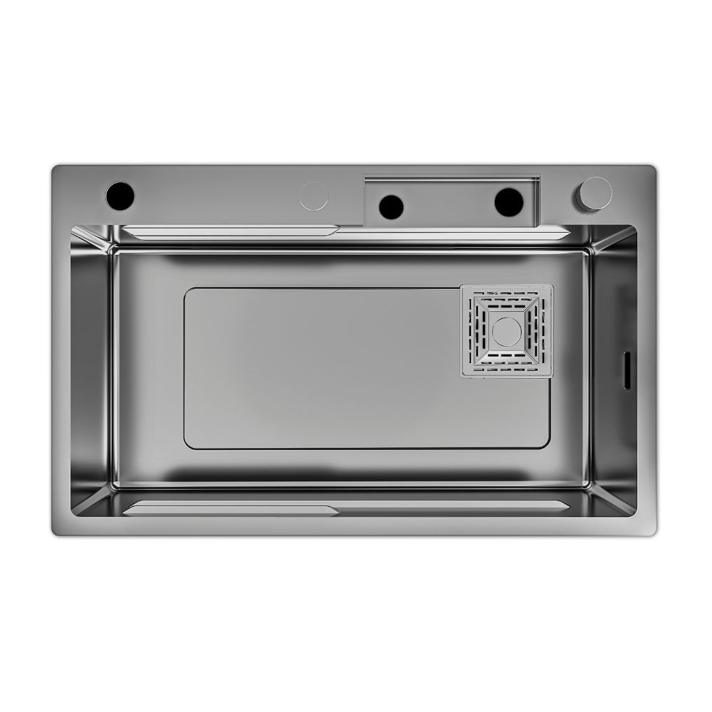 Lavello cucina da incasso una vasca 74x45x20H inox acciaio nero SA3541 con accessori