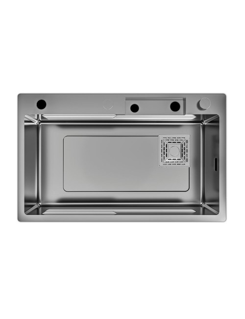Lavello cucina da incasso una vasca 74x45x20H inox acciaio nero SA3541 con accessori