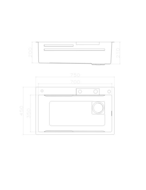 Lavello cucina da incasso una vasca 74x45x20H inox acciaio nero SA3541 con accessori