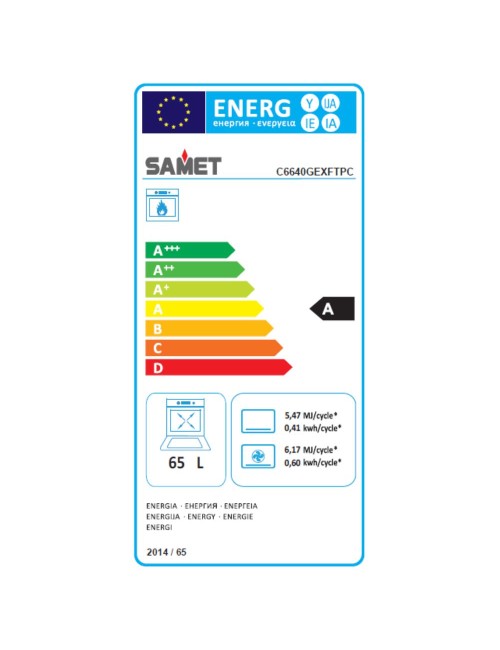 Cucina a gas Samet Stromboli 60x60 con forno a gas e grill elettrico – Nero Classe A