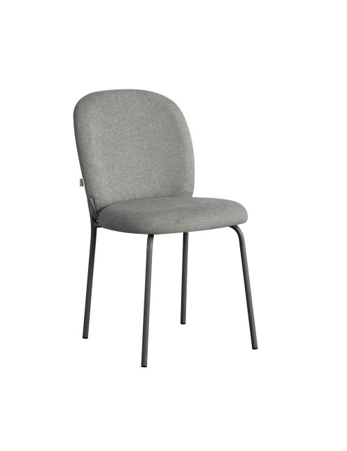 Sedia imbottita Turi in tessuto grigio e gambe in metallo