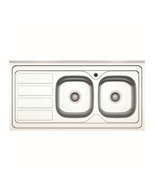 Lavello cucina da appoggio 120x60 due vasche con gocciolatoio sinistro SA46SX