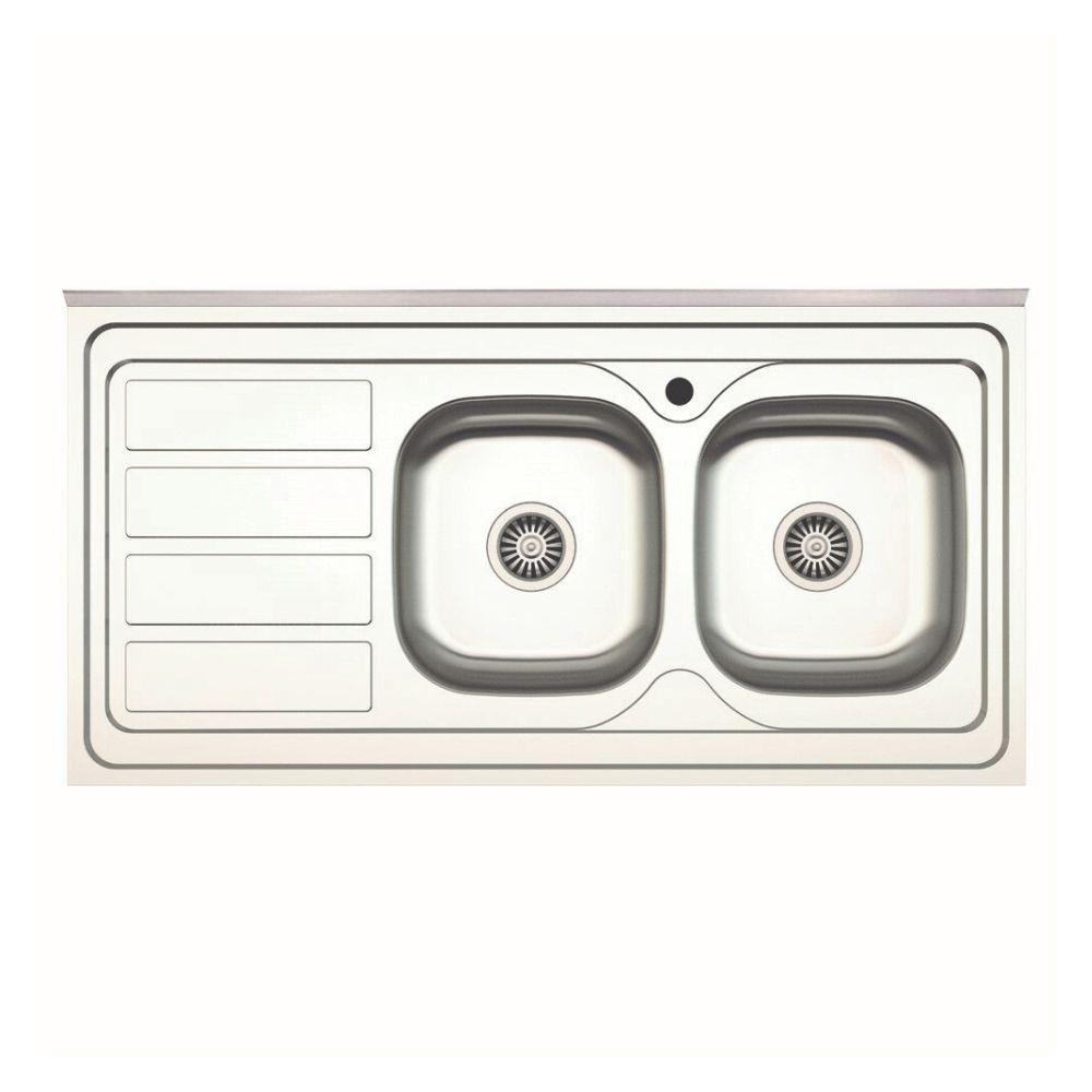 Lavello cucina da appoggio 120x60 due vasche con gocciolatoio sinistro SA46SX