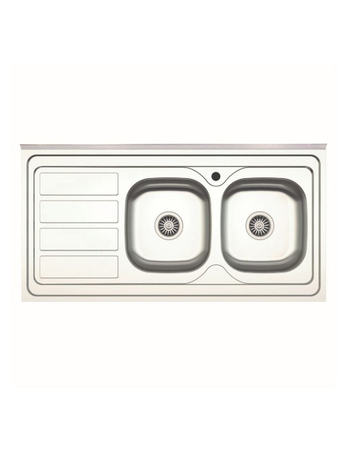 Lavello cucina da appoggio 120x60 due vasche con gocciolatoio sinistro SA46SX