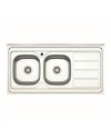 Lavello cucina da appoggio 120x60 due vasche con gocciolatoio destro SA46DX