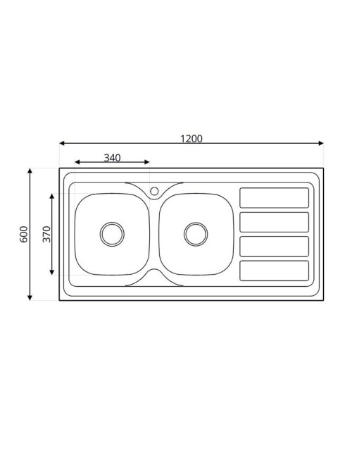 Lavello cucina da appoggio 120x60 due vasche con gocciolatoio destro SA46DX