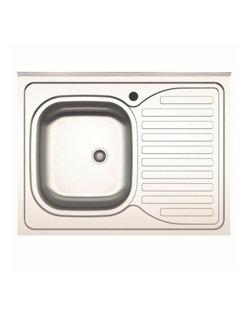 Lavello cucina da appoggio 80x60 una vasca con gocciolatoio destro inox SA30DX