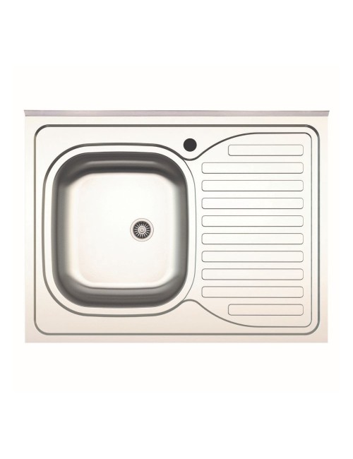 Lavello cucina da appoggio 80x60 una vasca con gocciolatoio destro inox SA30DX