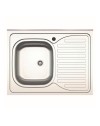 Lavello cucina da appoggio 80x60 una vasca con gocciolatoio destro inox SA30DX