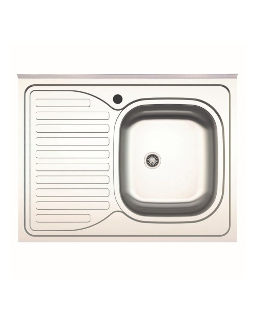 Lavello cucina da appoggio 80x60 una vasca con gocciolatoio sinistro inox SA30SX