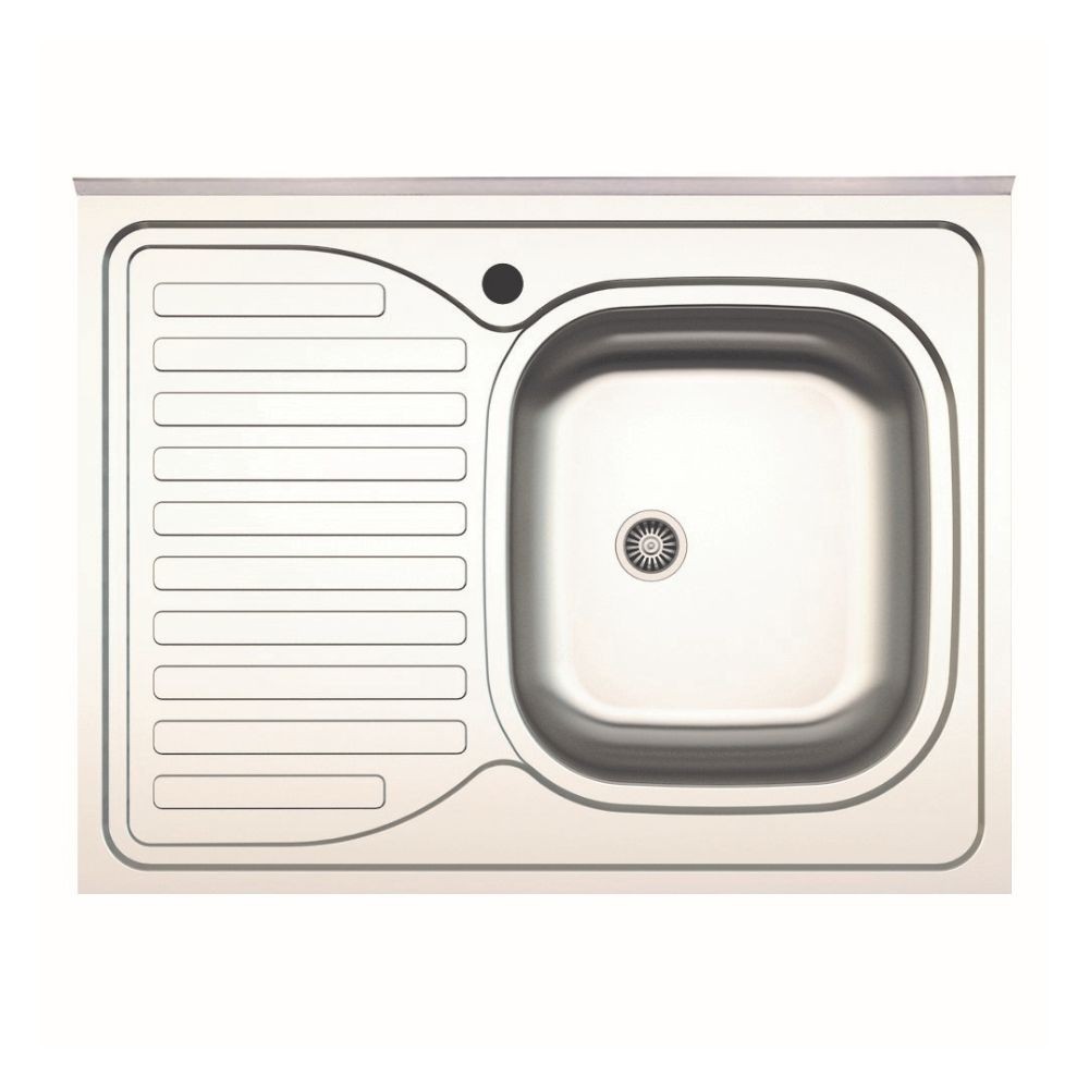 Lavello cucina da appoggio 80x60 una vasca con gocciolatoio sinistro inox SA30SX