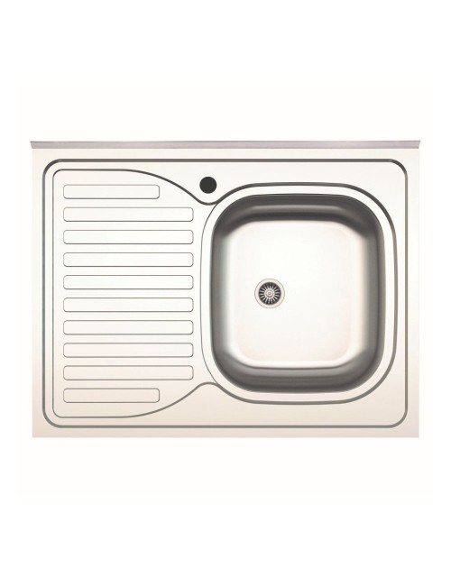 Lavello cucina da appoggio 80x60 una vasca con gocciolatoio sinistro inox SA30SX