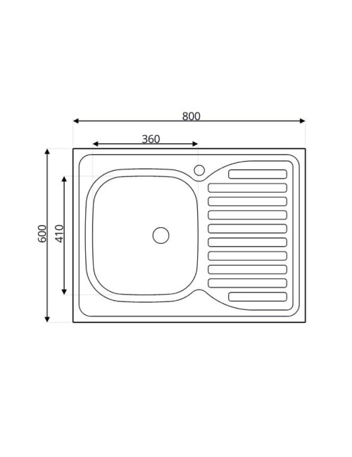 Lavello cucina da appoggio 80x60 una vasca con gocciolatoio sinistro inox SA30SX