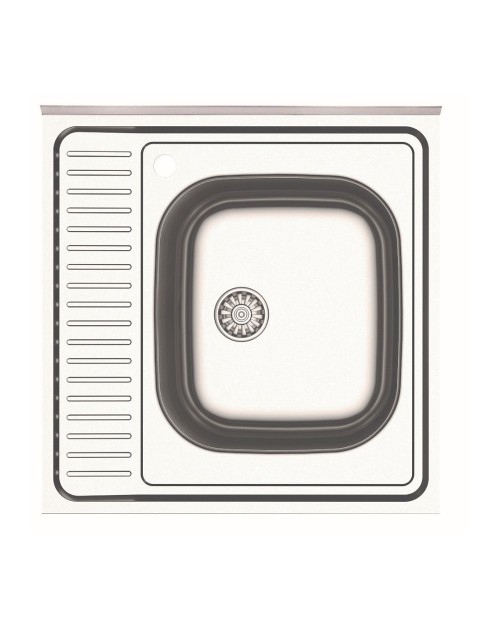 Lavello cucina quadrato da appoggio 60x60x15H una vasca inox SA24