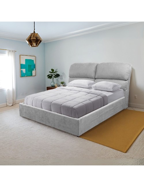 Letto matrimoniale Sofaback contenitore in tessuto grigio chiaro 178x222x120H