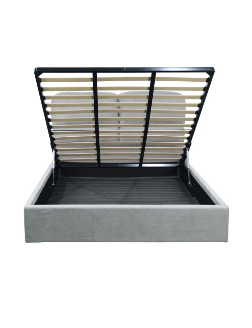 Letto matrimoniale Sofaback contenitore in tessuto grigio chiaro 178x222x120H