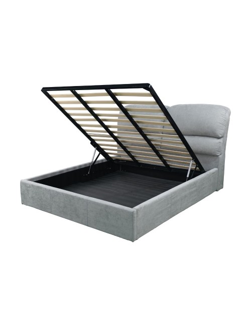 Letto matrimoniale Sofaback contenitore in tessuto grigio chiaro 178x222x120H