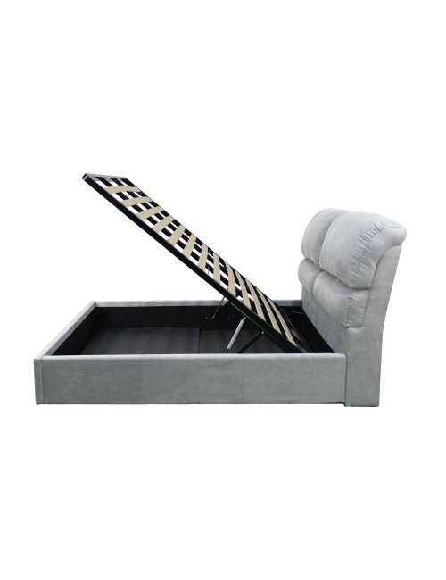 Letto matrimoniale Sofaback contenitore in tessuto grigio chiaro 178x222x120H
