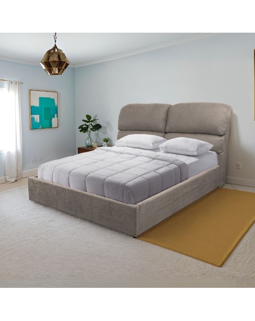 Letto matrimoniale Sofaback contenitore in tessuto tortora 178x222x120H