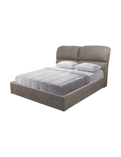 Letto matrimoniale Sofaback contenitore in tessuto tortora 178x222x120H