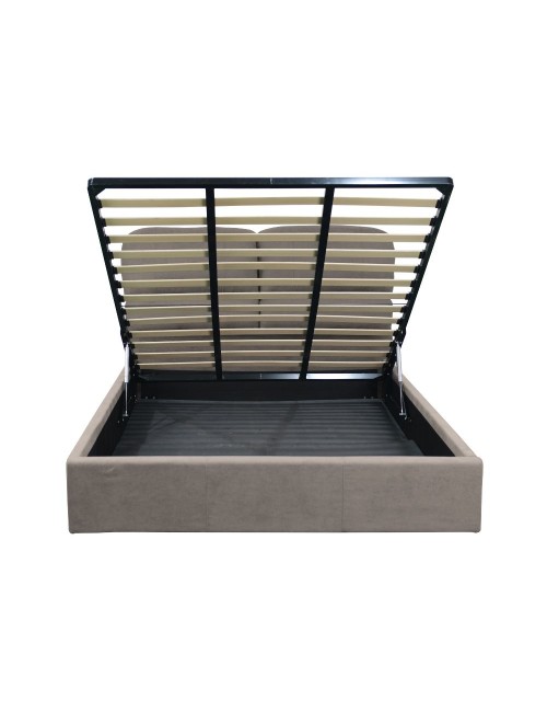 Letto matrimoniale Sofaback contenitore in tessuto tortora 178x222x120H