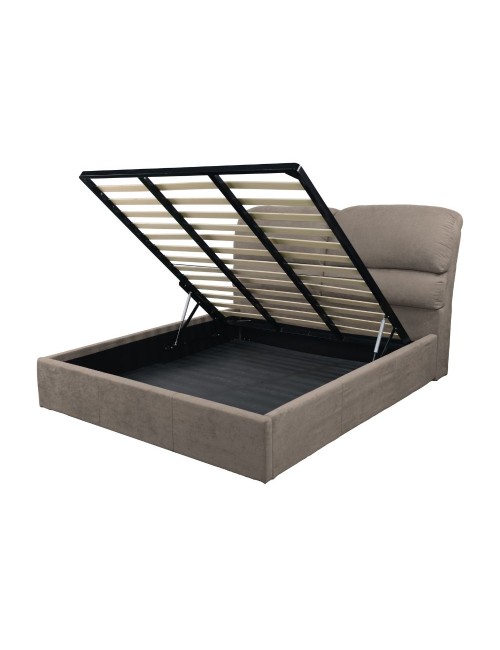 Letto matrimoniale Sofaback contenitore in tessuto tortora 178x222x120H