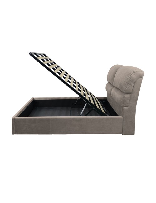 Letto matrimoniale Sofaback contenitore in tessuto tortora 178x222x120H