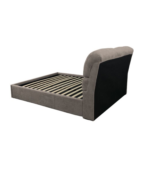 Letto matrimoniale Sofaback contenitore in tessuto tortora 178x222x120H