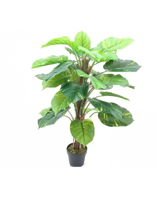 Pianta artificiale Photos foglie verdi e vaso – Altezza 120 cm