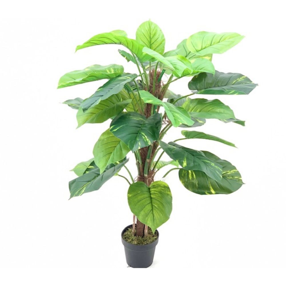 Pianta artificiale Photos foglie verdi e vaso – Altezza 120 cm