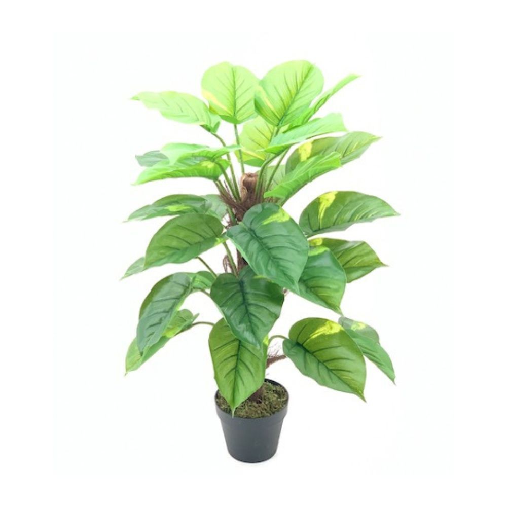 Pianta artificiale Pothos foglie verdi e vaso – Altezza 73 cm