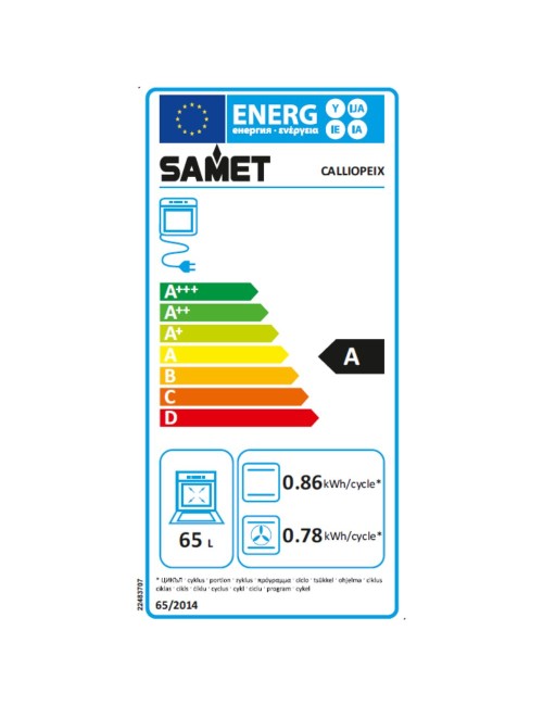 Forno elettrico multifunzione Samet Calliope 8 funzioni 3 manopole inox classe A