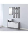 Mobile ingresso con specchio RudolfXL colore cemento e bianco