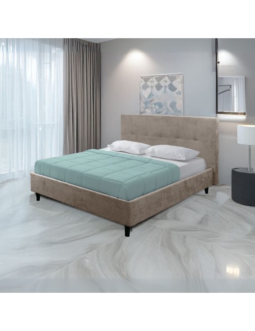 Letto matrimoniale con rete inclusa Snello tessuto colore tortora