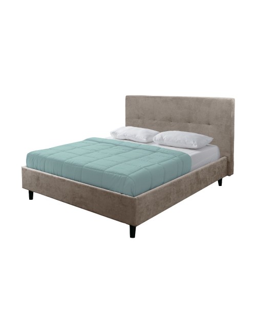 Letto matrimoniale con rete inclusa Snello tessuto colore tortora