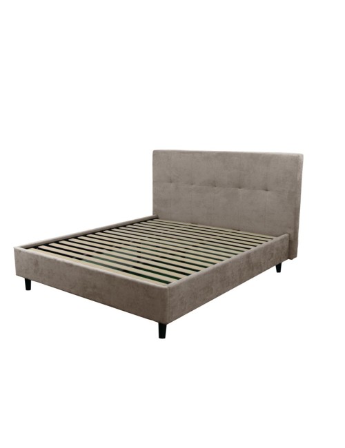 Letto matrimoniale con rete inclusa Snello tessuto colore tortora