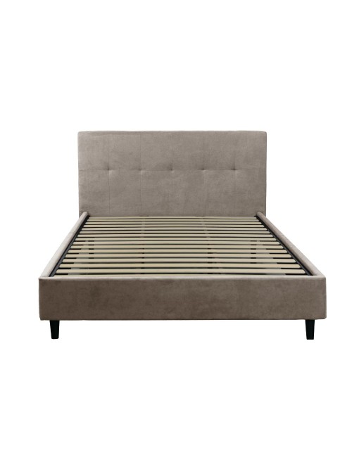 Letto matrimoniale con rete inclusa Snello tessuto colore tortora